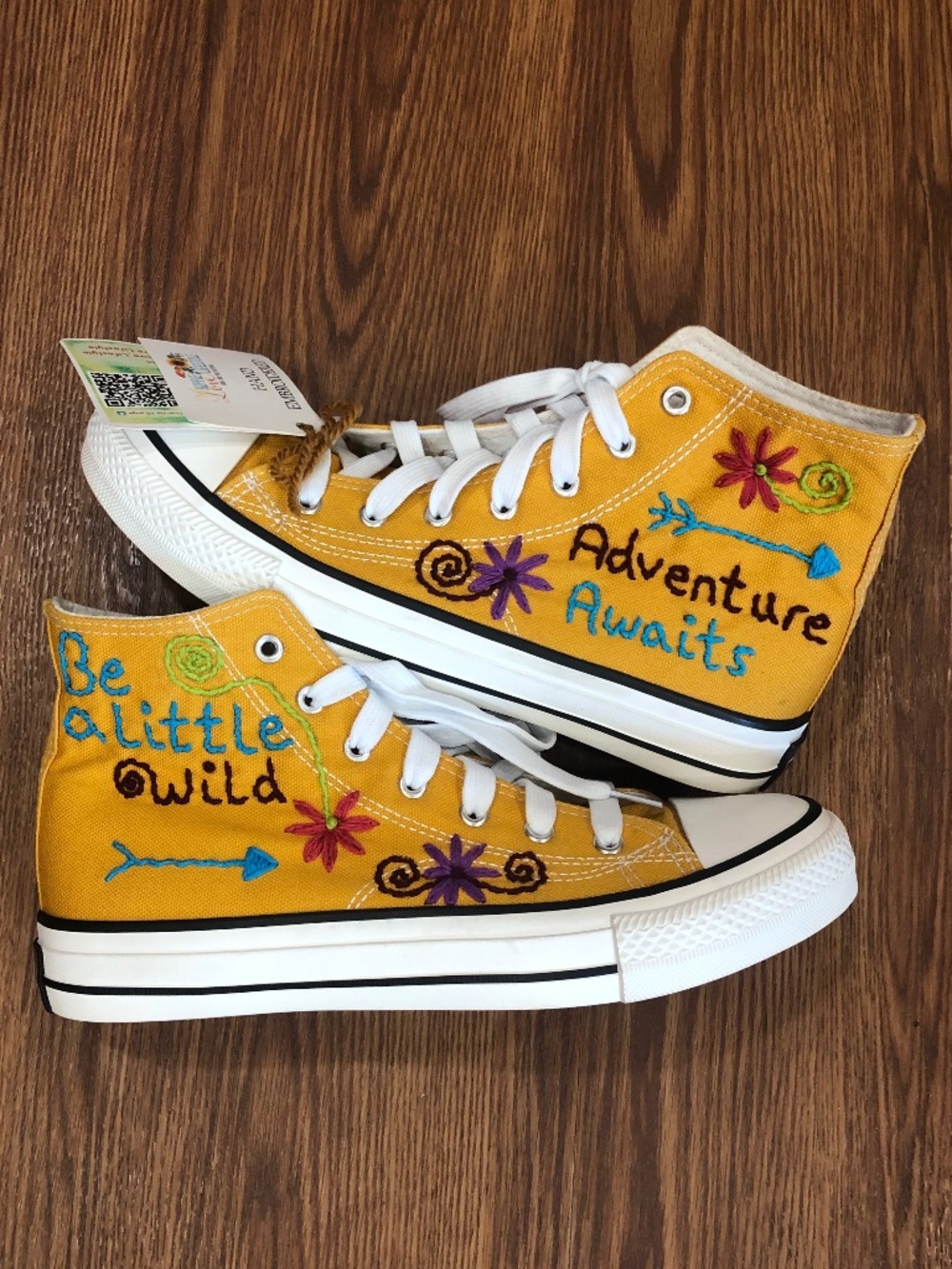Hand Embroidered Sneakers Adventure Size 9